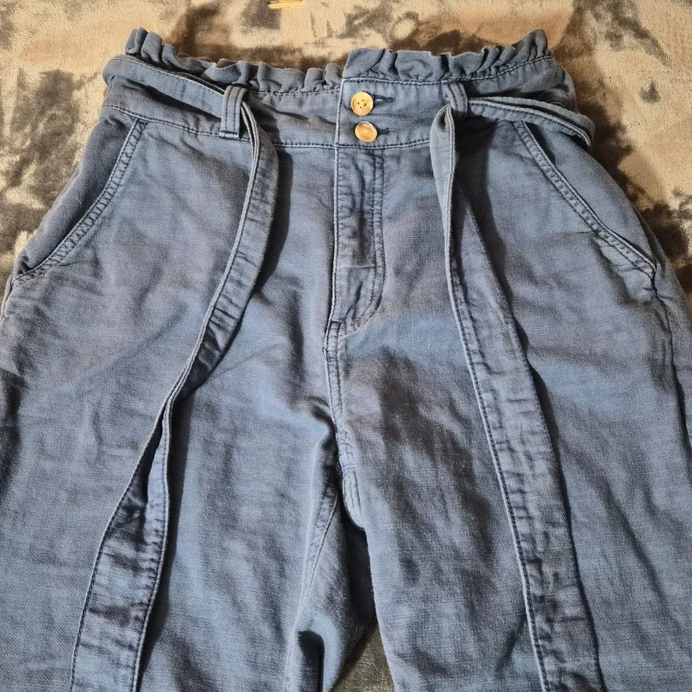 LC Lauren Conrad Paperbag Waist Pants Blue High Rise Tie Belt S WL31X056RS3